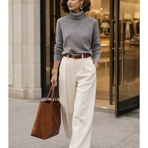 Winter Silks Vintage Silk Grey Heathered Turtleneck Women's Sz. Medium